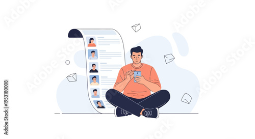 Man reviewing candidate list on phone, recruitment, hiring, job search concept