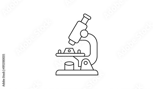 Modern Microscope Stroke Icon – Minimal Scientific Pictogram for Mobile UI and Web Applications