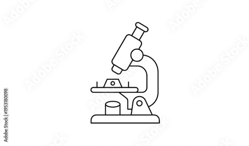 Editable Microscope Outline Icon – Thin Line Laboratory Symbol for Infographic and Digital Use