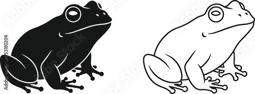 Black and White Frog Icon Set Vector