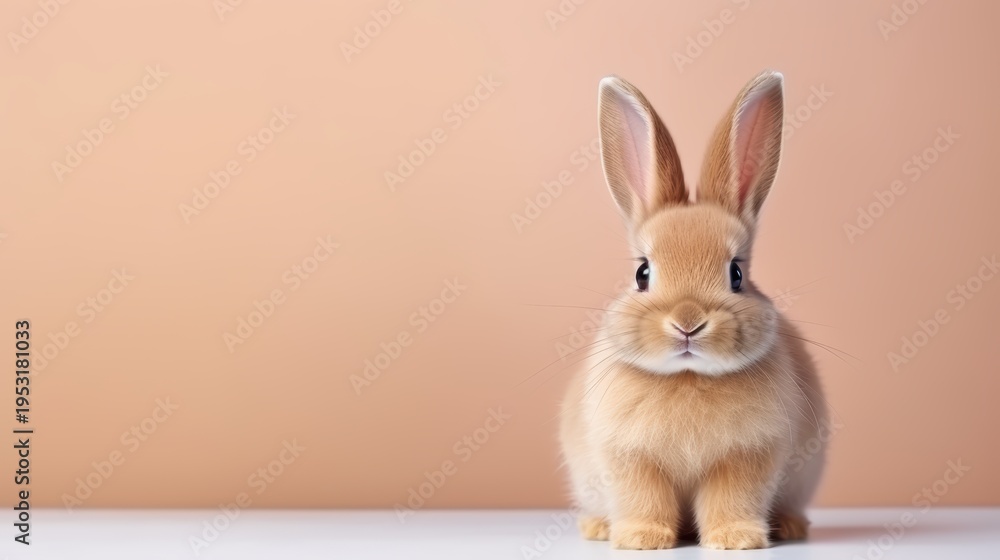 Obraz premium cute animal pet rabbit or bunny brown color smiling and laughing isolated with copy space for easter background, rabbit, animal, pet, cute, fur, ear, mammal, background, celebration, generate by AI