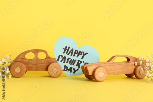 Wooden cars with flowers an...