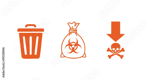 Hazardous Waste Disposal Icons. Biohazard and Toxic Waste Symbols. Environmental Safety Graphics.
