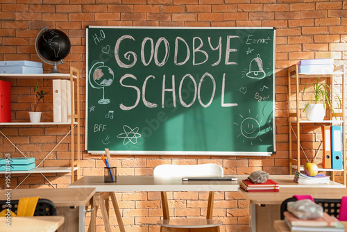 Blackboard with text GOODBY...