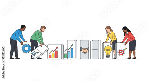 Set of business people with infographic icons vector