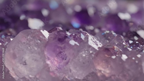 Amethyst crystals close-up purple gemstones sparkling facets