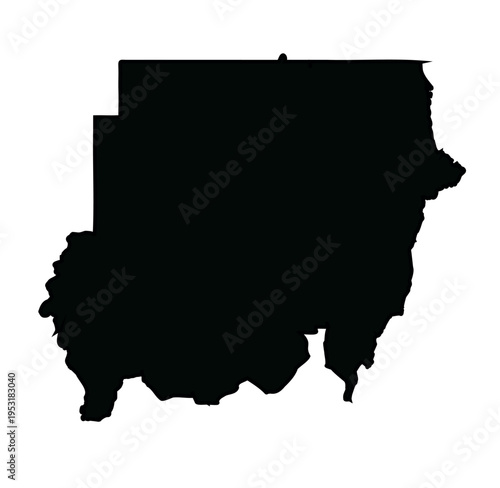 black simple map of  Sudan.