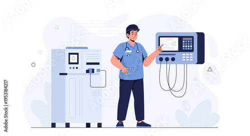 Doctor with medical equipment, modern medical technology, healthcare concept
