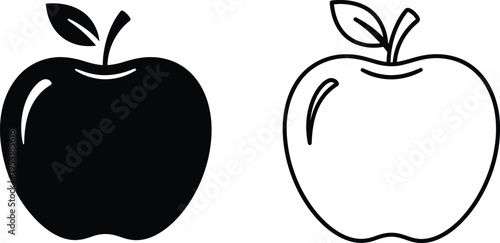 Apple Icons Set Solid and Outline Vector Design Vector