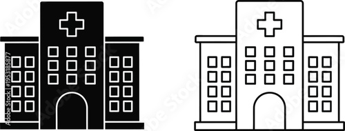 Hospital Building Icon Set Vector