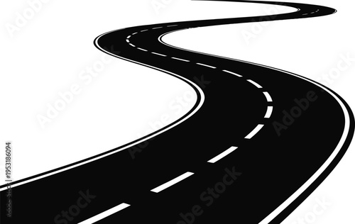 Asphalt road with white lines leading to the city