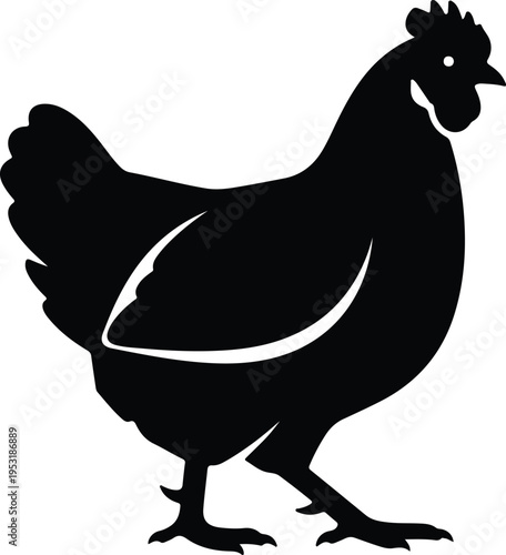 Silhouette hen chicken farm animal poultry bird simple icon vector design