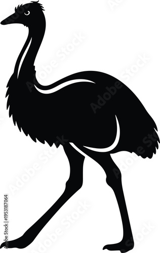 Silhouette profile of a wild Australian emu bird in nature vector design