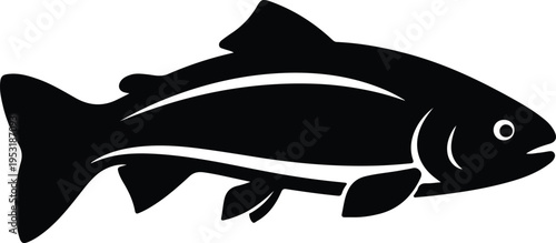 Silhouette simple generic fish outline side view aquatic animal vector design