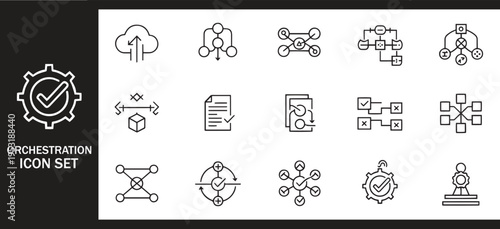 Cloud Orchestration Automation and System Workflow Management Icon Set