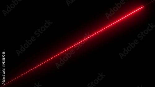 Red laser beam on black background light line