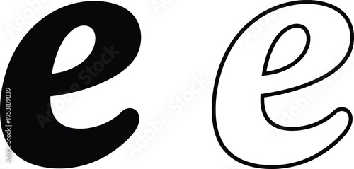 Letter E Black and White Typography Design Vector