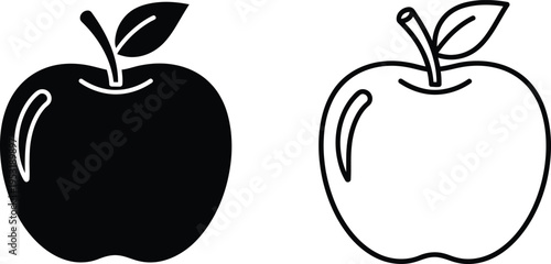 Simple Apple Fruit Icon Set Vector Illustration Vector