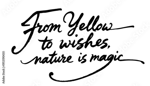 Artistic phrase “From Yellow to Wishes, nature is magic”, dedicated to World Dandelion Day, symbolizing transformation