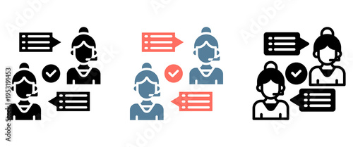 Service Communication Icon Collection Set  Glyph & Mixed Style  