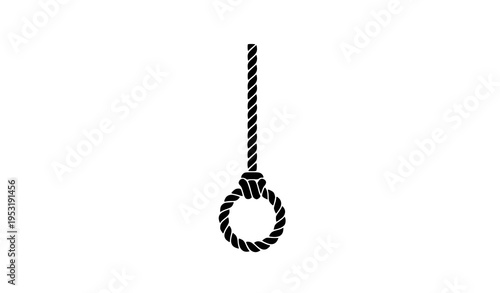 Hanging rope silhouette icon loop cord vector illustration