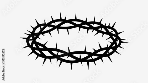 A minimalist black crown of thorns icon on a white background