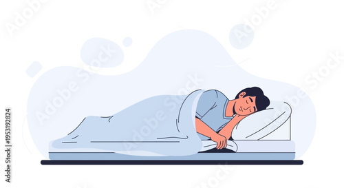 Man Sleeping Peacefully on Bed, Comfortable Sleep, Restful Night, Relaxation