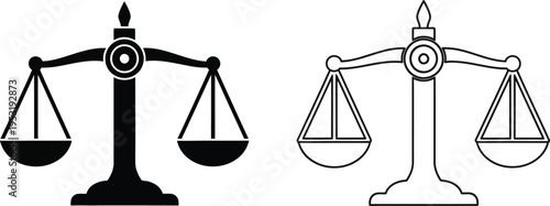 Law Scales Justice Balance Icon Set Vector