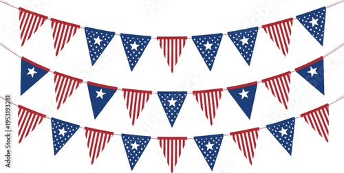 Patriotic bunting flags for american celebrations