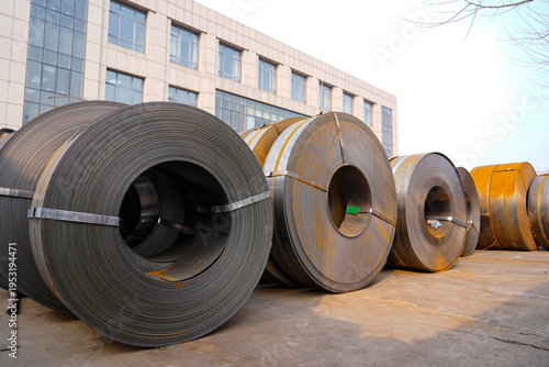 Hot rolled strip steel in the warehouse