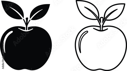 Apple Icon Set Solid and Outline Vector Design Vector
