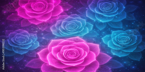 A beautiful bouquet of blooming pink roses with soft petals creates a romantic floral background against a blue surface, perfect for a wedding, Valentine's Day gift, or anniversary decoration