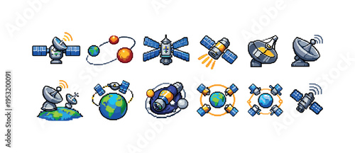 Pixel Art Space Satellites Collection