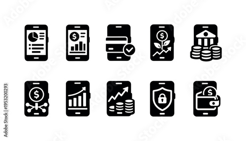 Mobile Finance Icons Collection