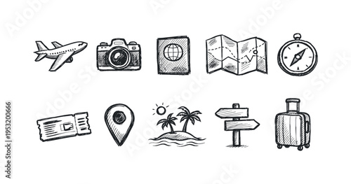 Travel Icons Doodle Collection