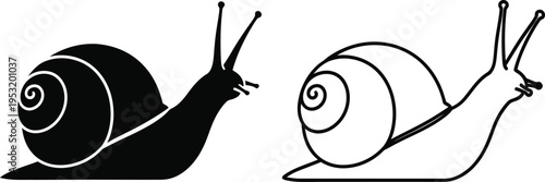 Black and White Snail Silhouette Vector Icons Vector