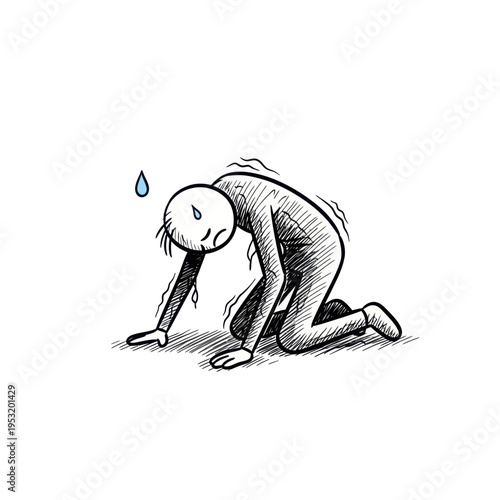 Illustration of a Person Kneeling in Distress.