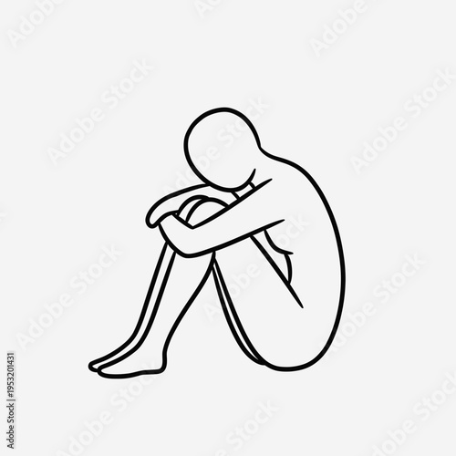 Illustration of a Person Sitting in Distress.