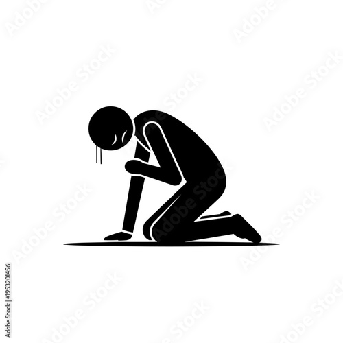 Kneeling Person in Prayer or Sorrow.