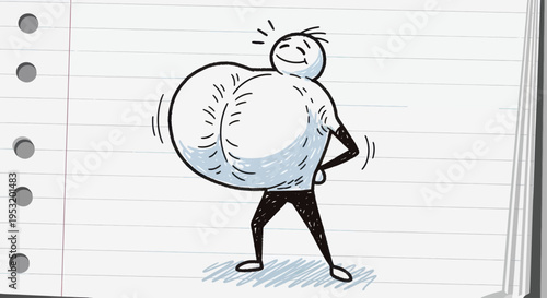 Man Carrying Large Coin with Effort.