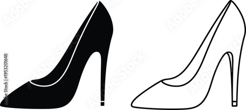 High Heel Shoe Icon Set Vector