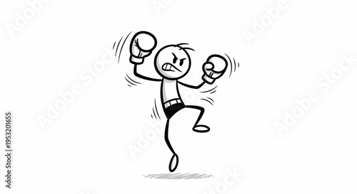 Angry Cartoon Boxer in Fighting Stance.