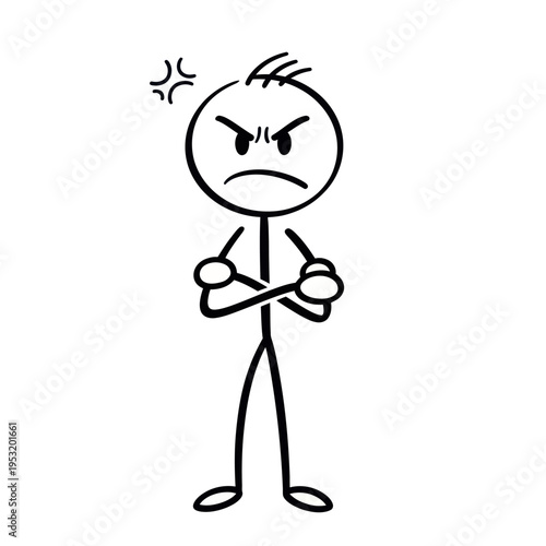 Angry Cartoon Character with Crossed Arms.