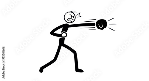 Angry Man Punching Fist at Clock.