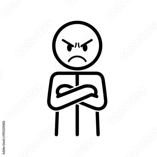 Angry Person with Crossed Arms Illustration.