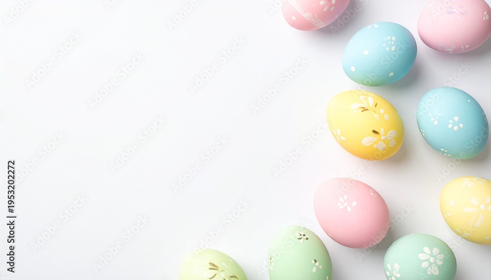 Fototapeta premium Colorful Easter Egg Border with Spring Flowers