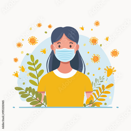 花粉症注意ベクターバナー背景