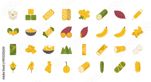 Indonesian Fried Snacks Icon Set, Traditional Street Food Gorengan Vectors