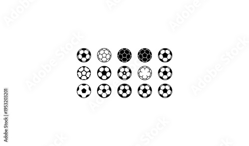 Minimal Black Soccer Ball Vector Icon Set