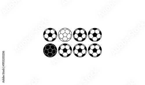 Black Football Vector Set Simple Soccer Ball Icons